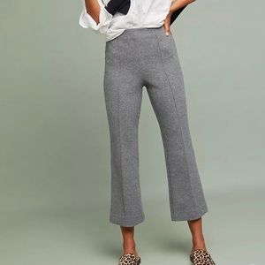 Anthropologie Cartonnier Grey Double-Knit Cropped Flare Pants Large Soft